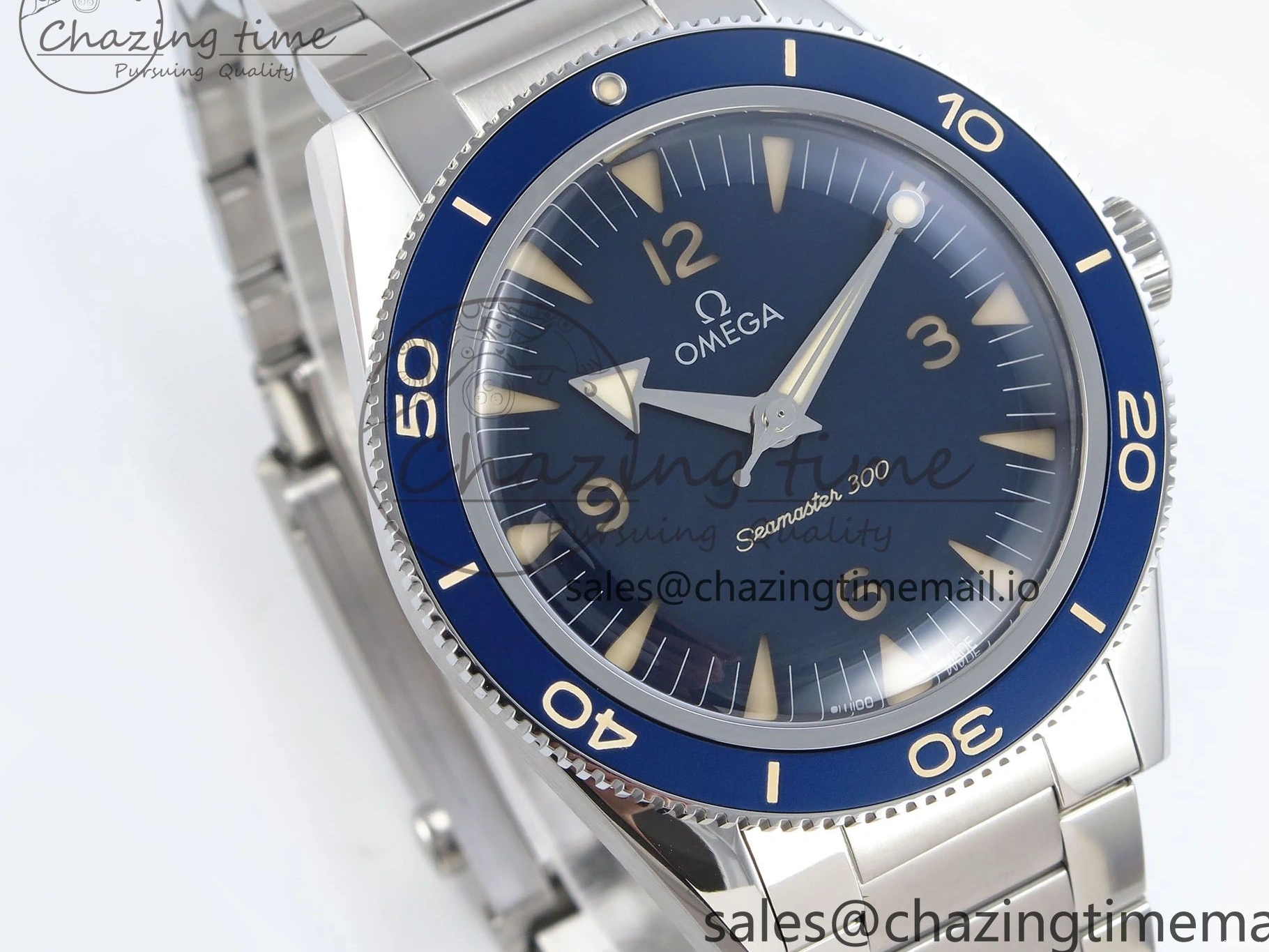 0523 Elegant Seamaster 300 Heritage SS VSF 1:1 Best Edition Blue Dial on SS Bracelet A 7701
